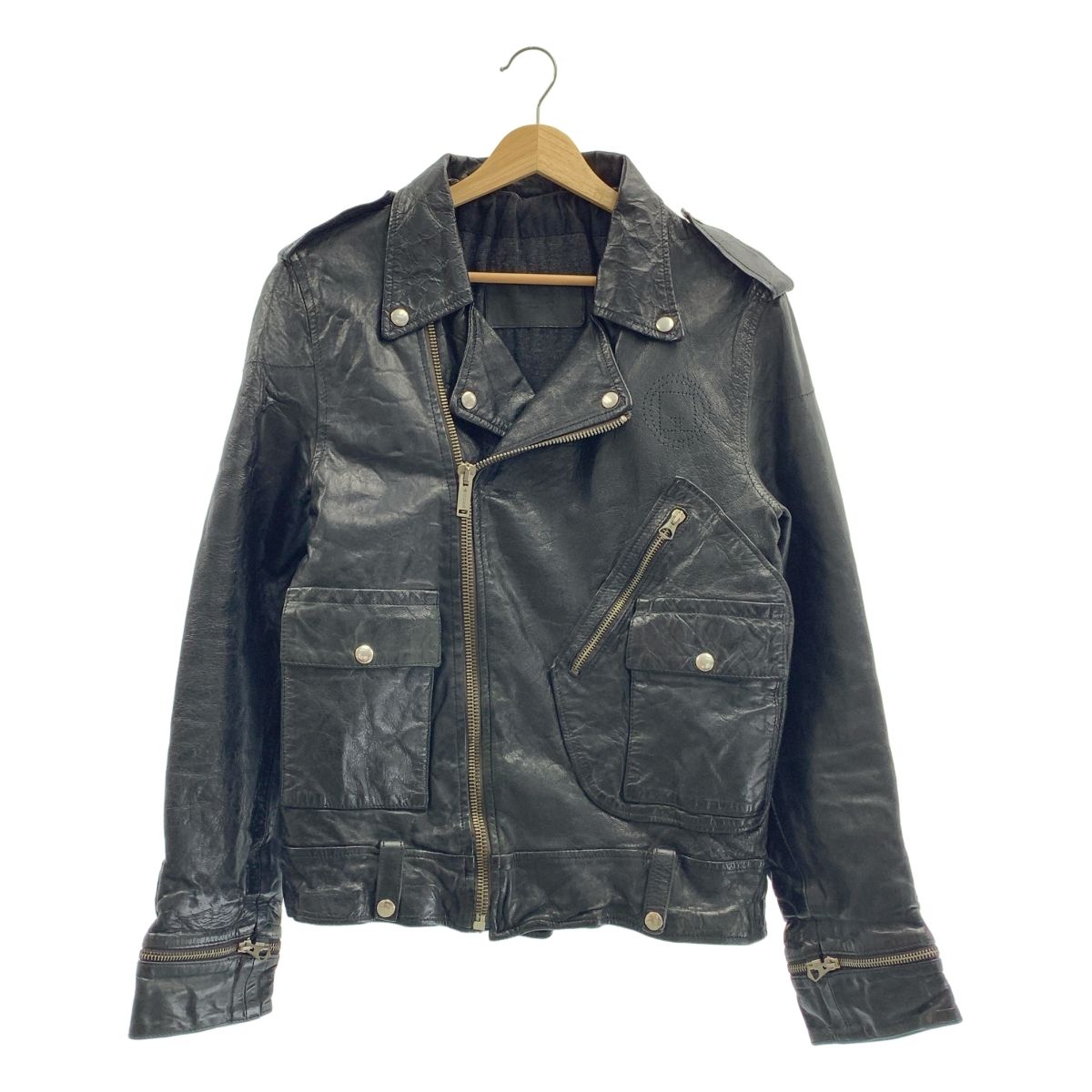 GOLDEN GOOSE | ゴールデングース | カーフレザー 裏ボア ダブルライダースジャケット | S | ブラック | レディース