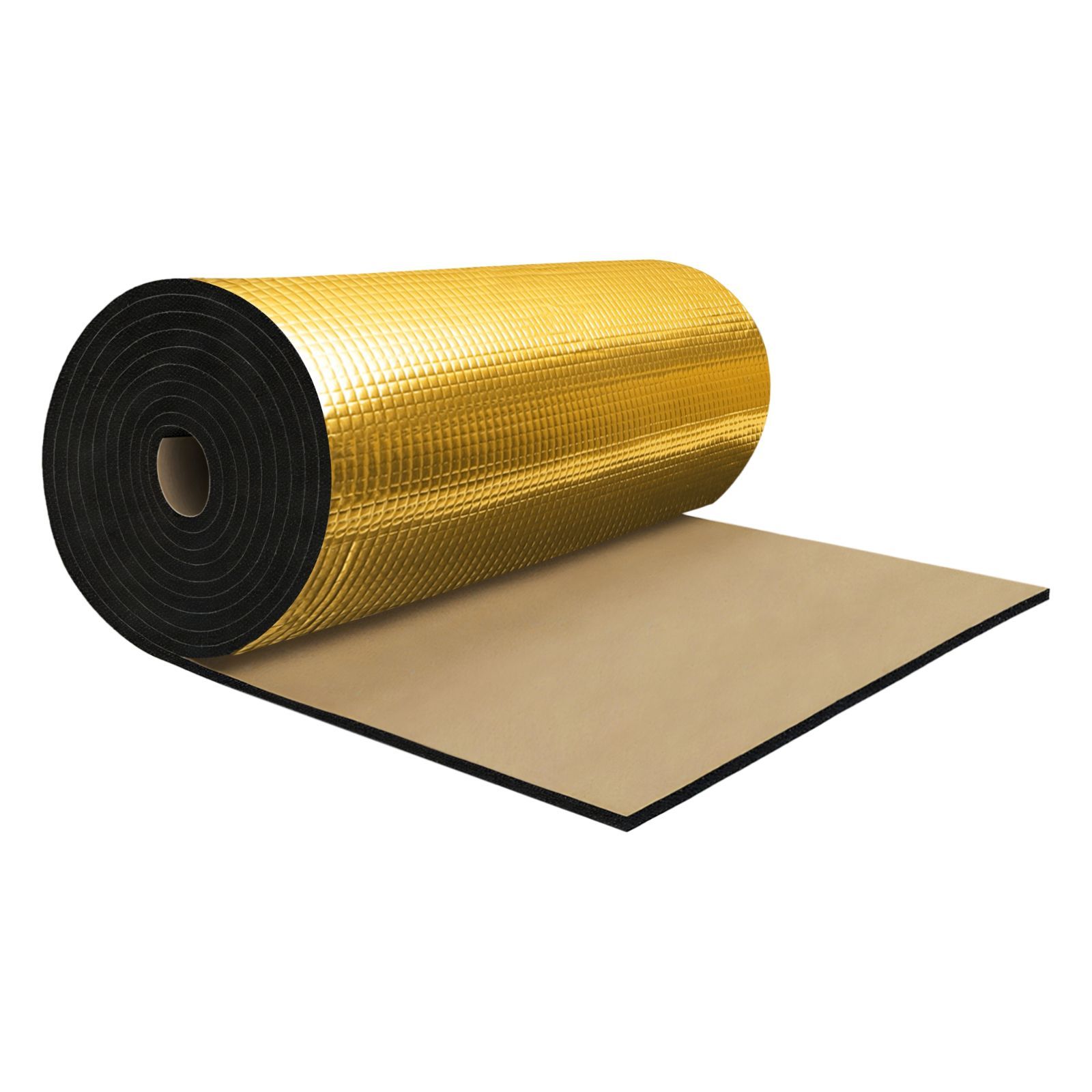 X AUTOHAUX 197mm 5mm 0.91sqft カーサウンドデッドニングマット アルミ箔ヒートシールド素材 自己粘着 フード ボート エンジンカバー用 118.11”x39.37” ゴールドトーン
