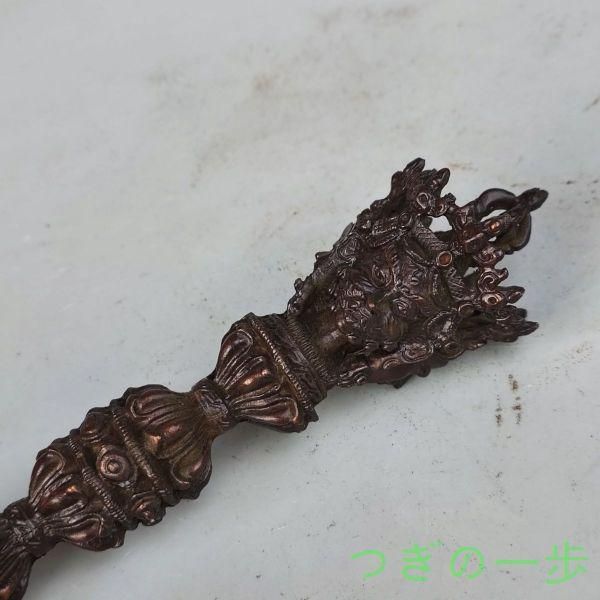 銅製 法器 三面仏降魔杵 金剛杵 鎮宅辟邪 開運風水 招財 置物 銅製 法