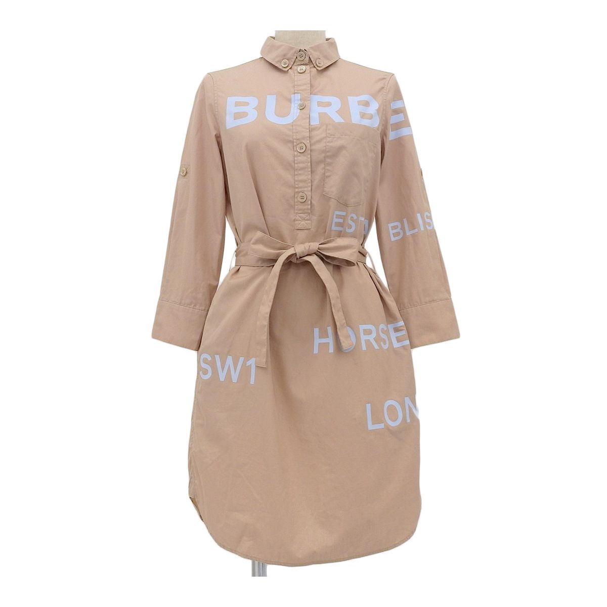 バーバリー ホースフェリー コットン シャツ ワンピース 8039614 レディース ピンクベージュ BURBERRY アパレル 小物