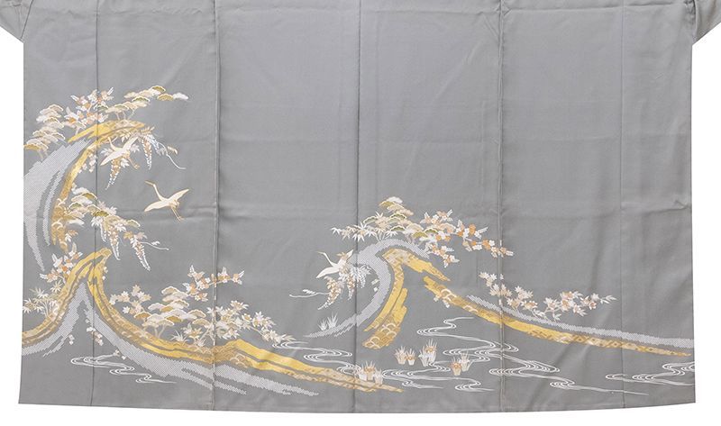 作家もの 色留袖 スワトウ刺繍 銀閣寺 風景模様 梅 金糸 着物 作家もの 色留袖 スワトウ刺繍 銀閣寺 風景模様 梅 金糸 着物
