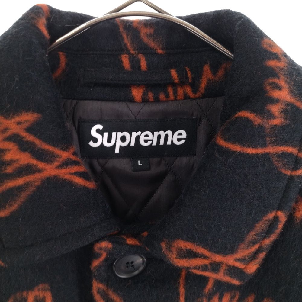 Supreme 20AW スクリプトロゴ ウールオーバーコート L 黒 SUPREME (シュプリーム) 20AW Script Logos Wool Overcoat