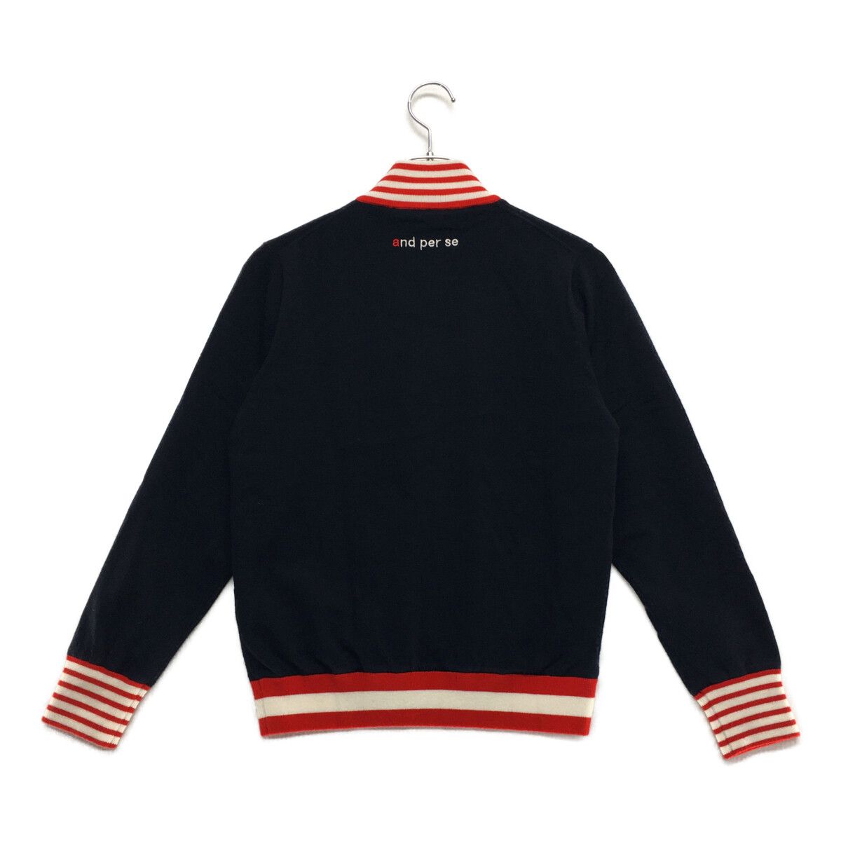 and per se アンパスィ　ハーフジップ 長袖 セーター　総柄　日本製 AND PER SE アンパスィ ハーフジップ ニットセーター オレンジ系 L