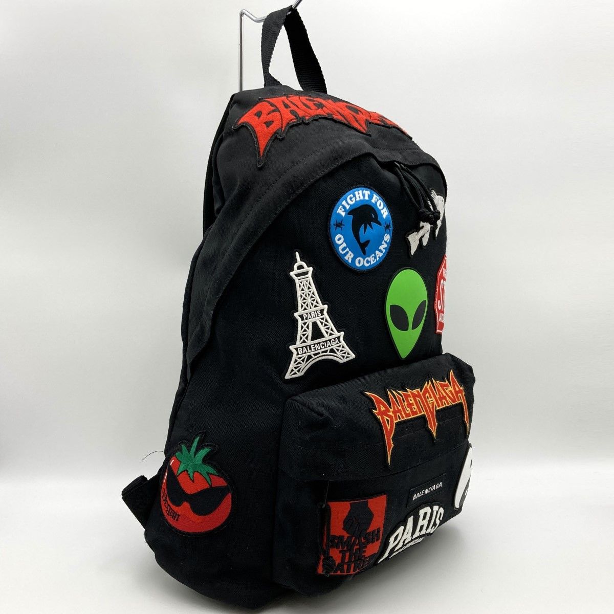美品 BALENCIAGA バレンシアガ リュック デイパック ワッペン ナイロン 