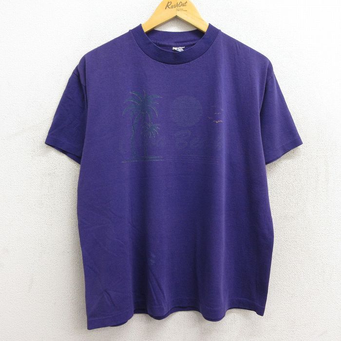 日本限定モデル】 【半袖Tシャツ USA製 ヤシの木 プリントデザイン 紫 