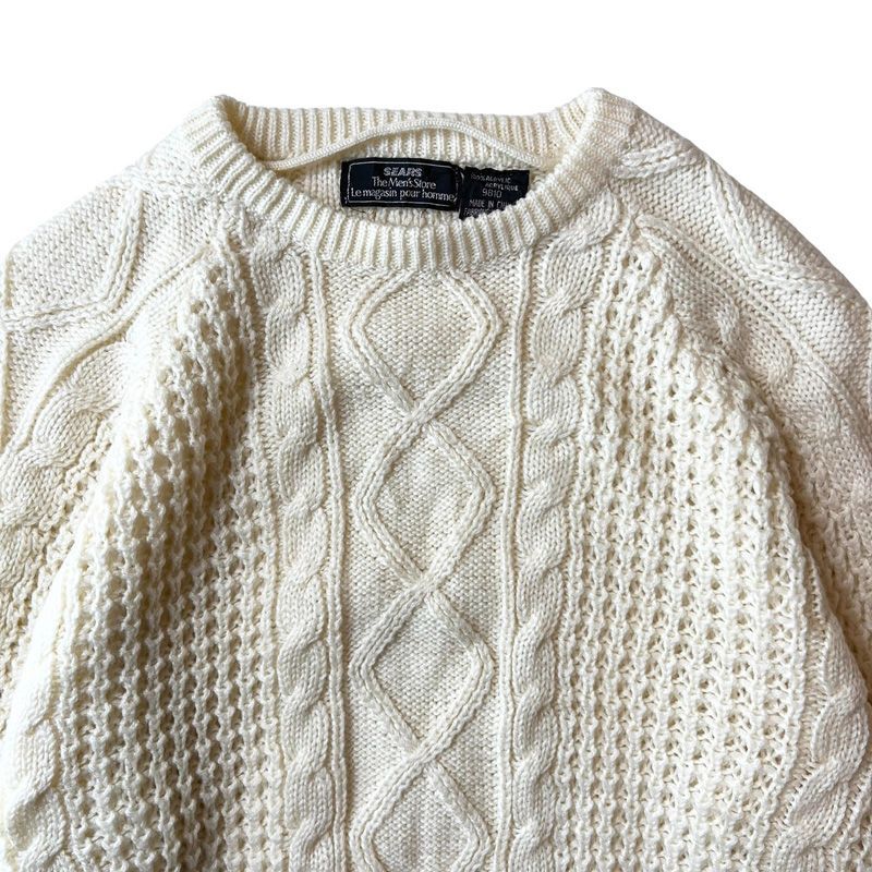 トップスニット 90s アランニット フィッシャーマンニット ナチュラル Knit