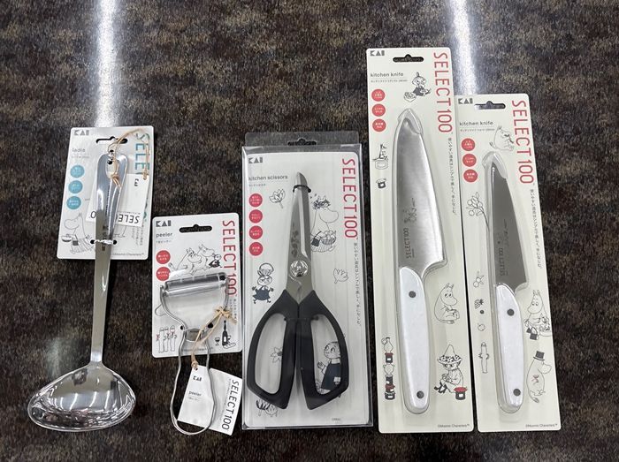 貝印 SELECT100 ムーミン まとめセット 包丁 キッチンハサミ ピーラー レードル ５点