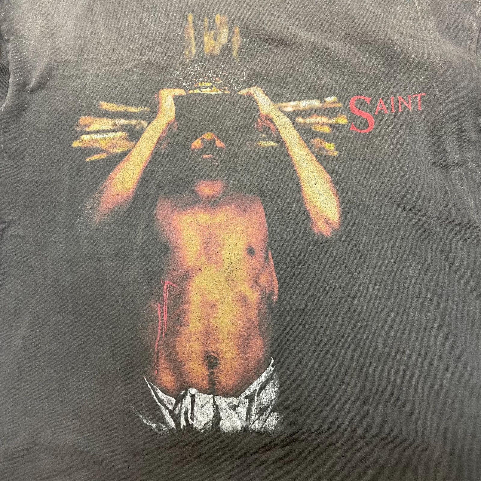 美品 SAINT MICHAEL 23SS SS TEE WE LIVE HELL / BLACK グラフィック