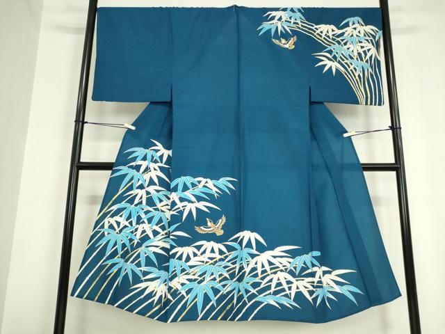 平和屋着物▽男性 訪問着 単衣 飛鳥笹竹文 金彩 洗える着物 DAAV5696az