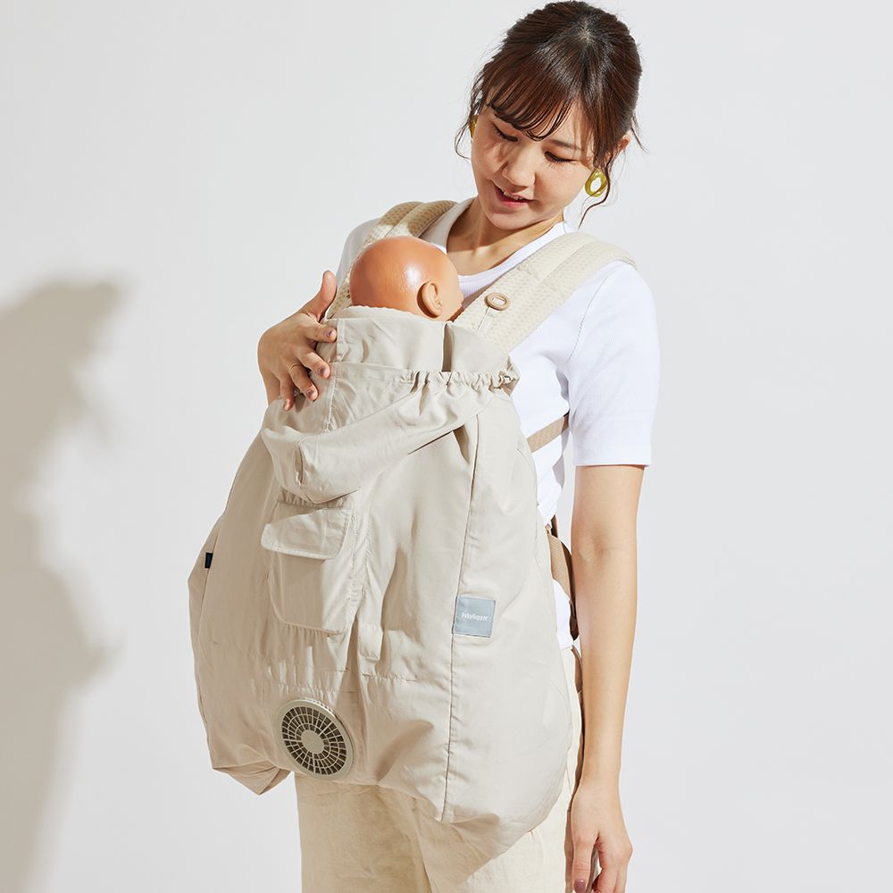 暑さ対策 空調ベビ−ケープR 抱っこ紐用 ベビーカー用 保冷ジェル付 ベージュ ライトモス BabyHopper