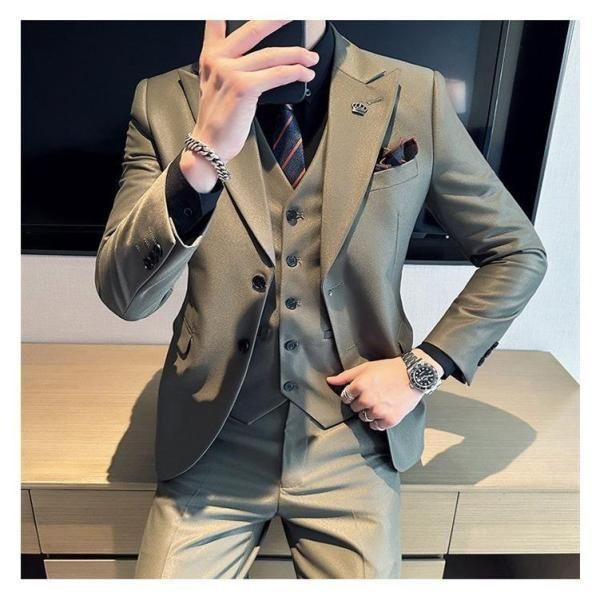 春 スリーピース スーツ メンズ タキシード パンツスーツ 紳士服 礼服 メンズスーツ フォーマル おしゃれスーツ 結婚式 二次会 ビジネス15024
