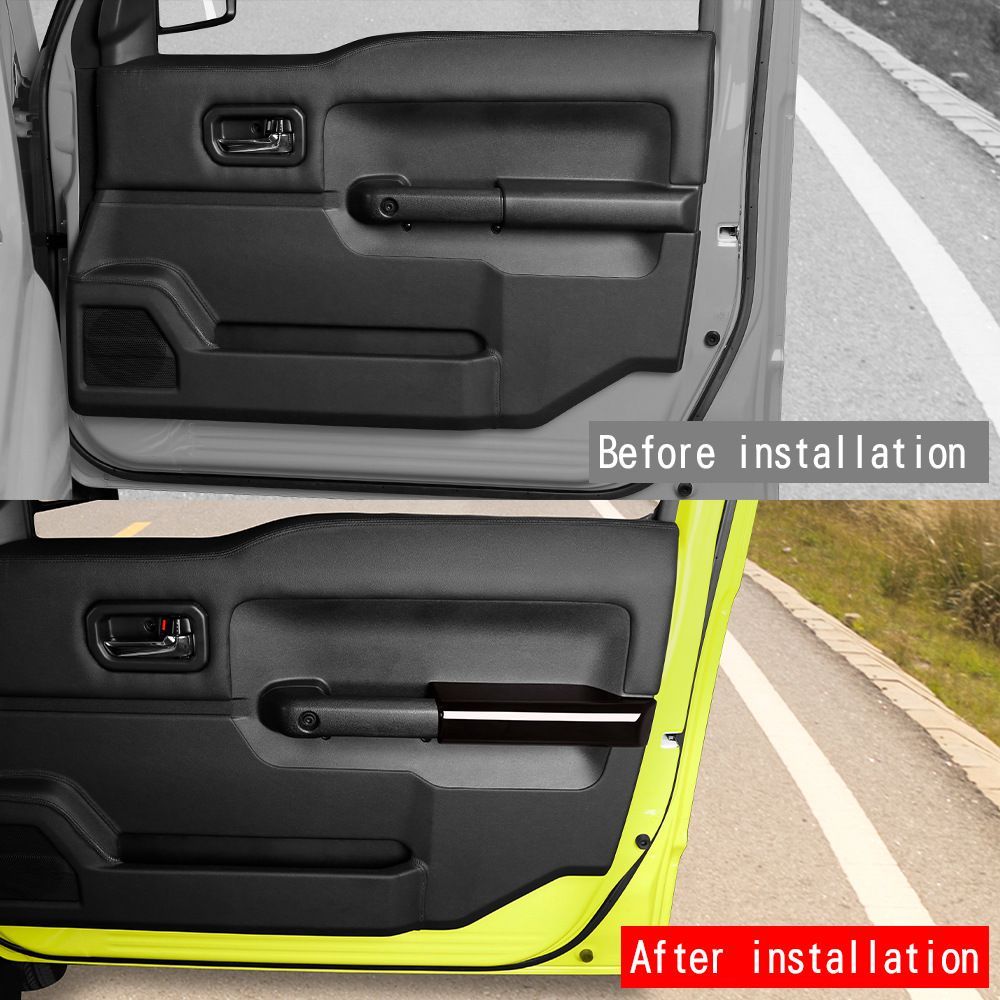 スズキ ジムニー JB64 JB74 ジムニーシエラ 25系 5ドア ドア後部アームレストプロテクター 4点セット 内装保護カバー カーボン調 ピアノブラック レッド