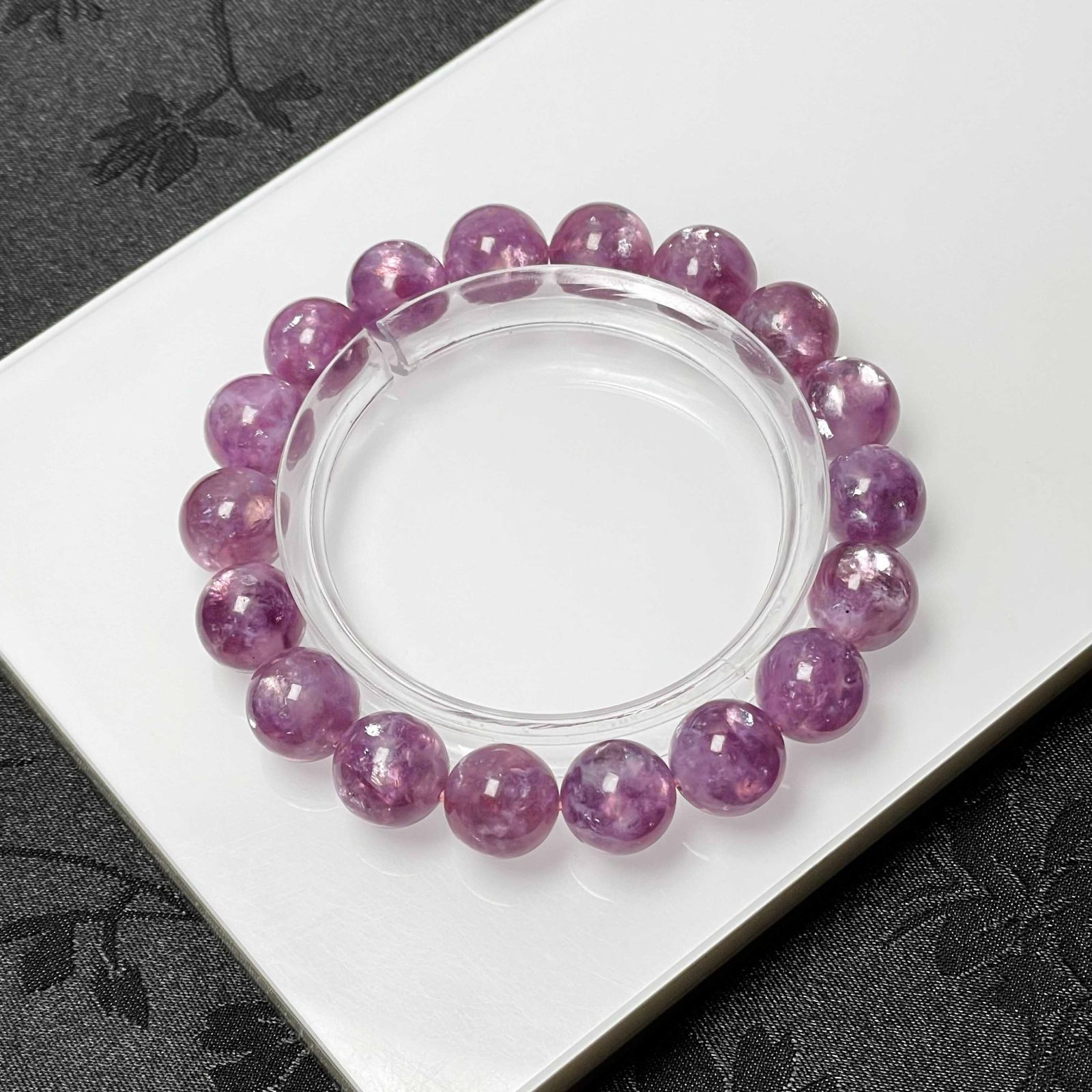 0711121 セール❗️パープルマイカ紫雲母リング　虹入り Christian Dior ピンクベージュ ハンドバッグ