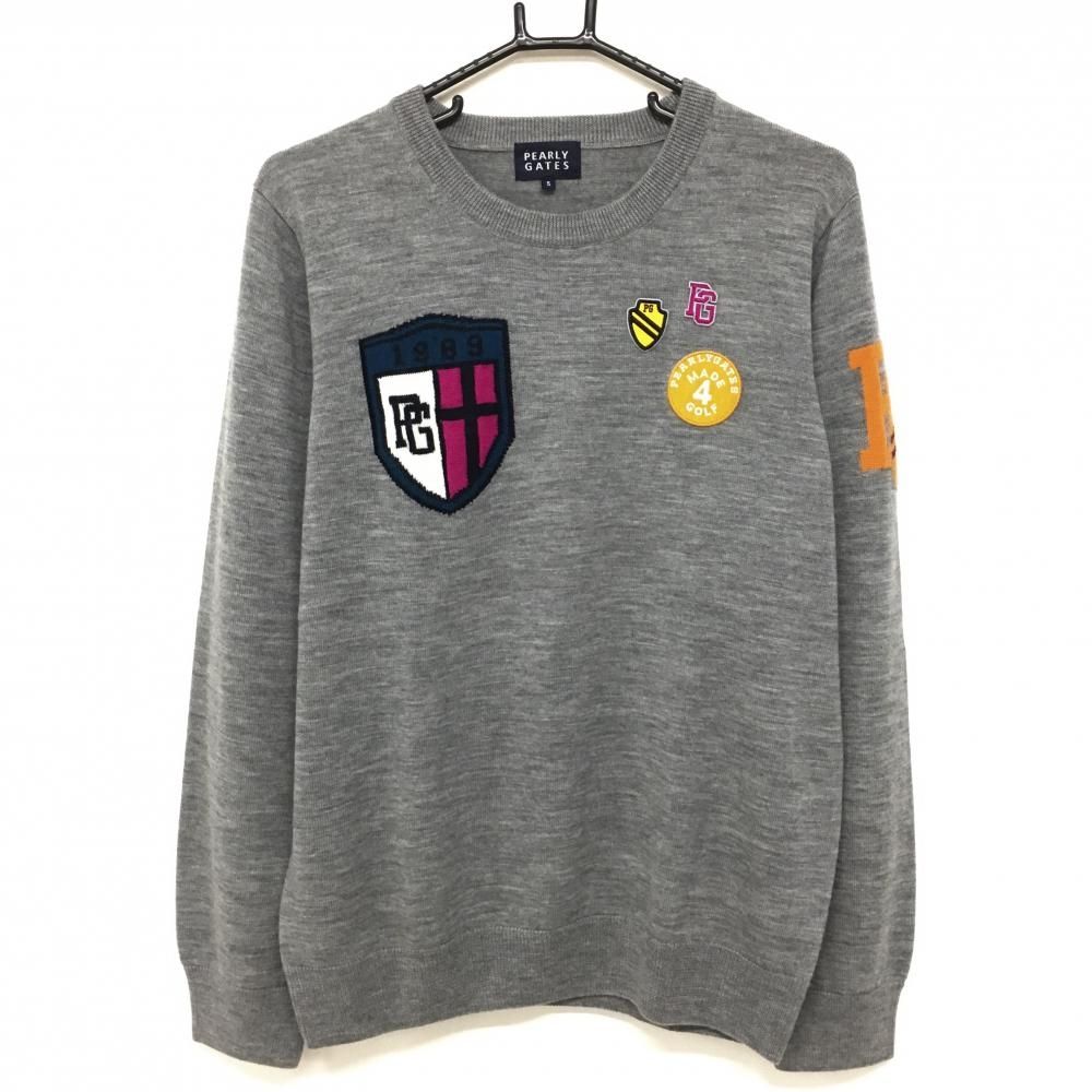 超美品】パーリーゲイツ セーター グレー 小売業者 刺しゅうワッペン