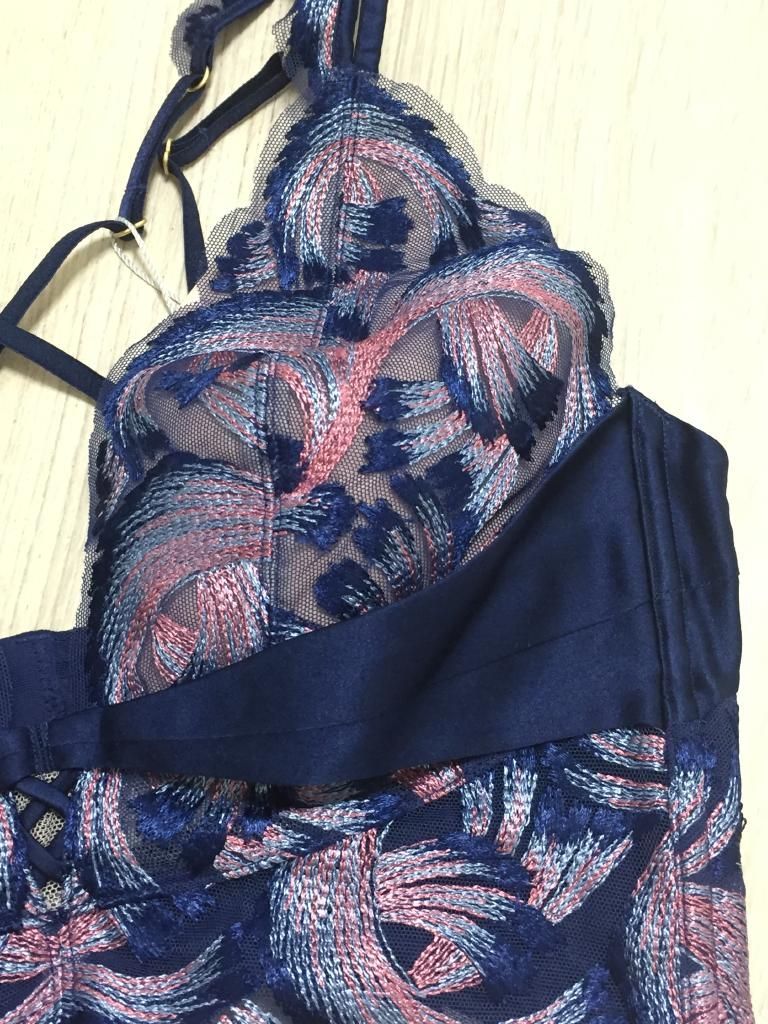 ヴァリゼール バイ トリンプ ノンワイヤーブラジャー L バスト86~94 ネイビー系