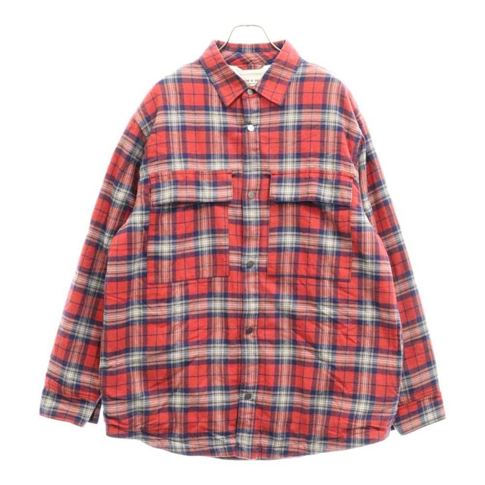 FEAR OF GOD (フィアオブゴッド) 6th Sixth Collection Plaid Flannel Shirt Jacket シックスコレクション プレイド フランネル シャツ 中綿ジャケット チェック柄 レッド FG30-003