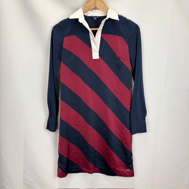 トミーヒルフィガー　ラガーシャツワンピース TOMMY HILFIGER ポリエステル ラガーシャツタイプ ワンピース サイズXS