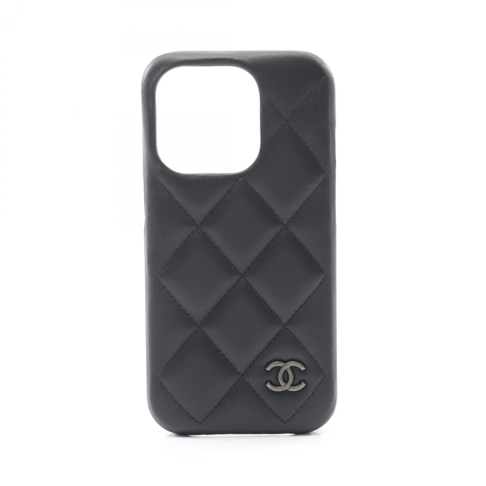 シャネル CHANEL 携帯 スマホアクセサリー マトラッセ iPhone15pro AP4121 ブラック ラムスキン 羊革 マトラッセ iPhone15PRO ケース レディース Used A