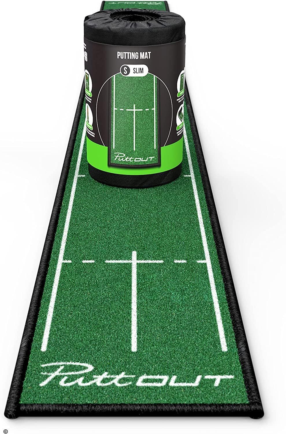 PuttOUT パターマット パター練習マット 実際のグリーンを 限まで再現 ゴルフ練習 マット パター練習器具 3m 2m 室内 巻きぐせがつきにくくコンパクト収納