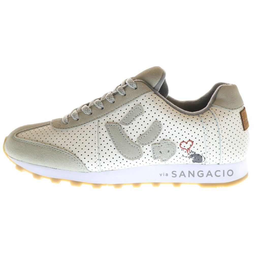 Sangacio サンガッチョ にゅ～ず スウェード切り替え レザーローカットスニーカー レディース グレー|ホワイト US6|24cm