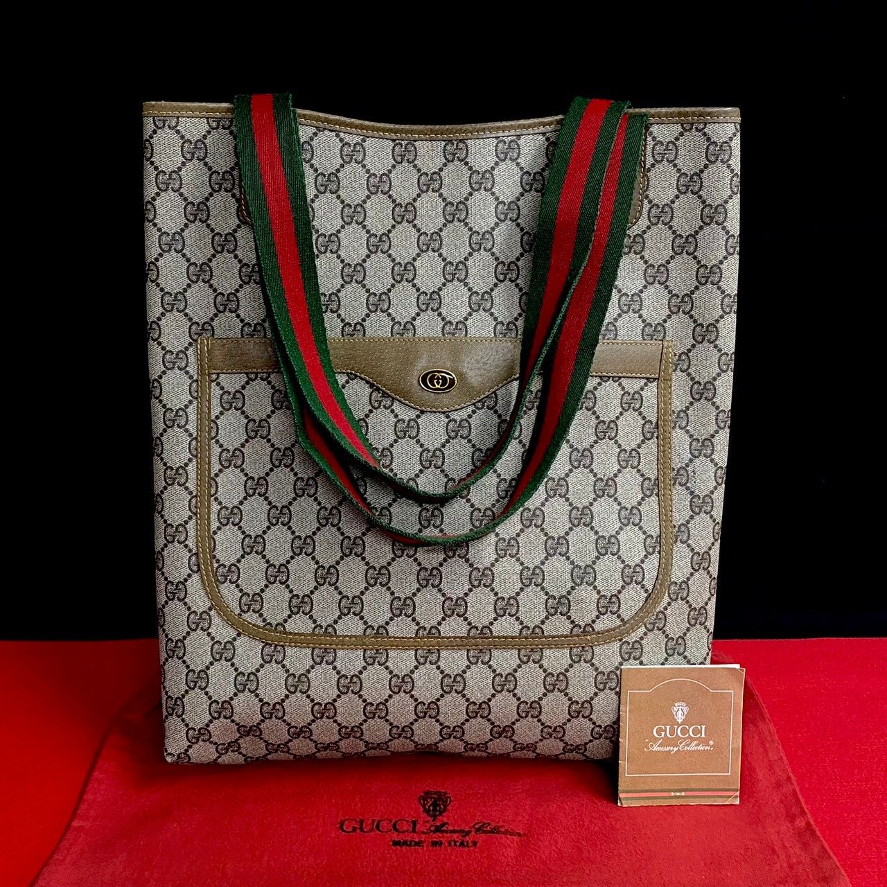 極 美品 GUCCI グッチ オールドグッチ ヴィンテージ シェリーライン GG ロゴ 金具 レザー トートバッグ ビジネスバッグ A4収納可 茶  38788 - メルカリ