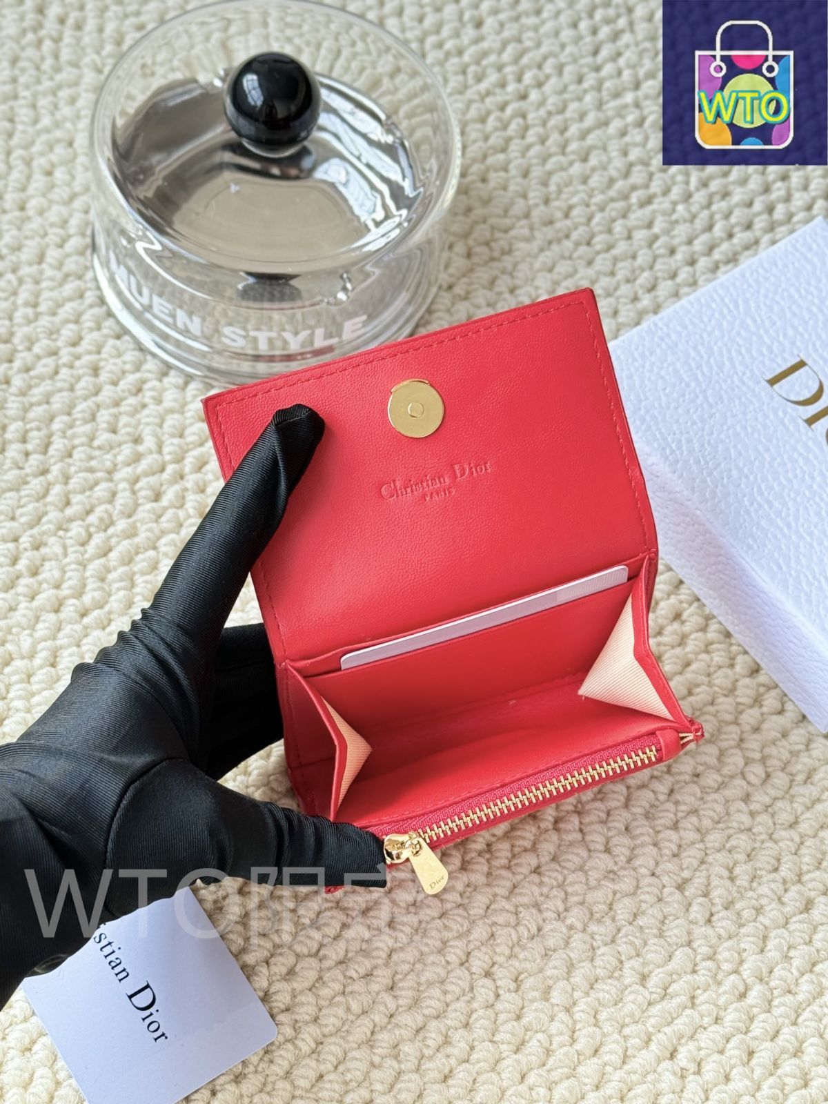 今日特価】My Dior Glycine ウォレット, ラズベリーピンク, 藤の