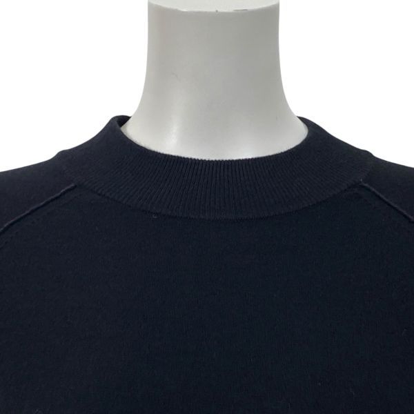 ピーエスポールスミス PS Paul Smith ニットワンピース ロング丈 長袖 クルーネック 黒 ネイビー 綿混 毛混 M 9号 レディース S5V731