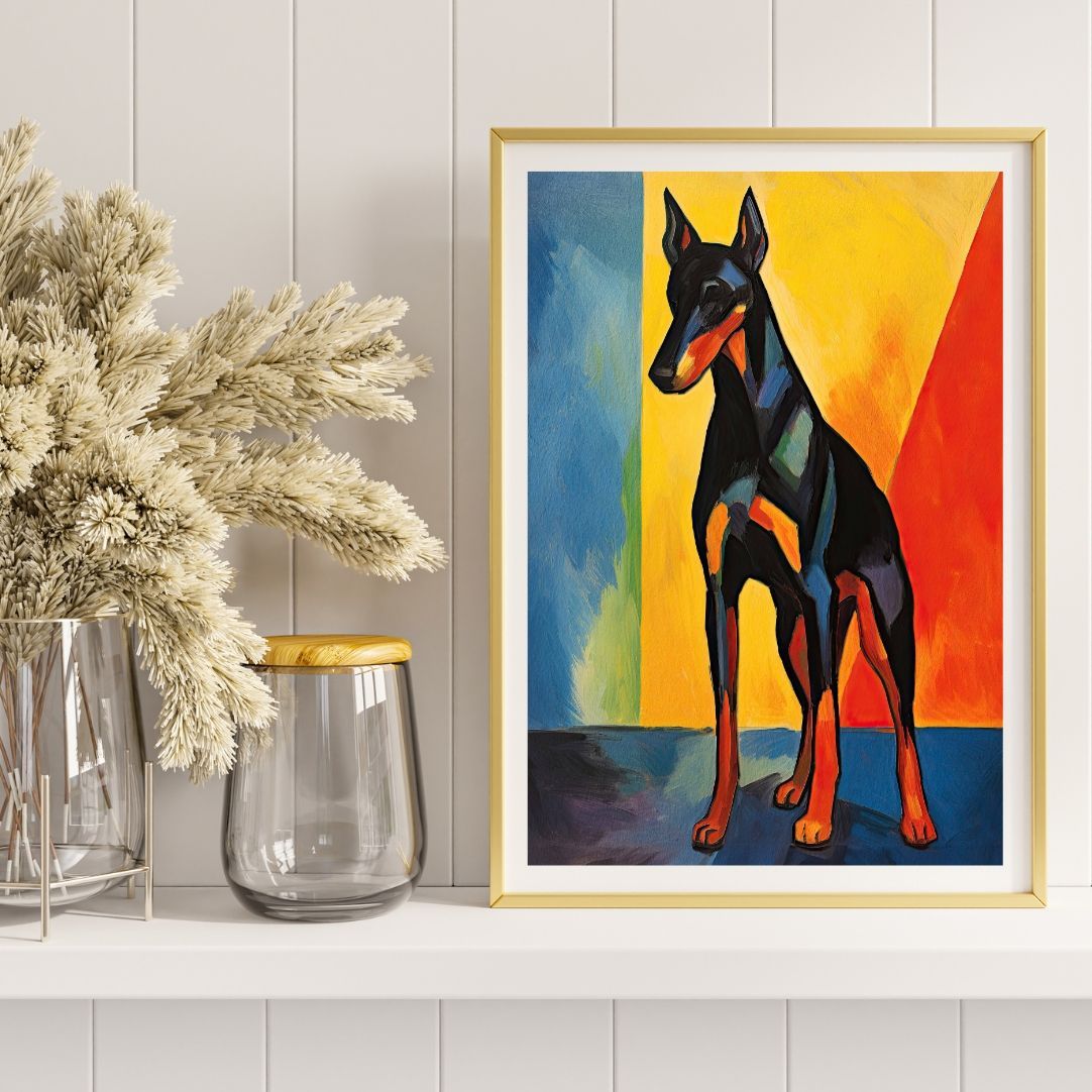 マイフレンド - ドーベルマン犬 No.3】ジークレー版画＊名入れOK！抽象