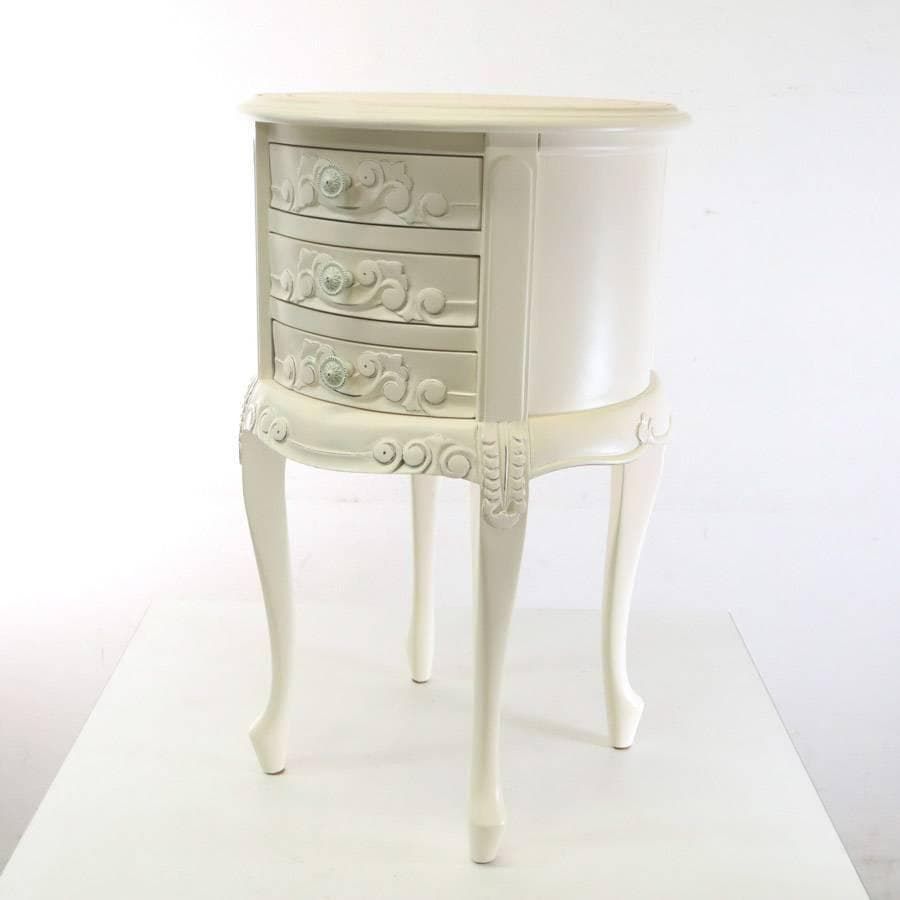 クロシオ コモ ラウンドチェスト3D サイドテーブル レザー調天板 猫脚 M12852 260h11