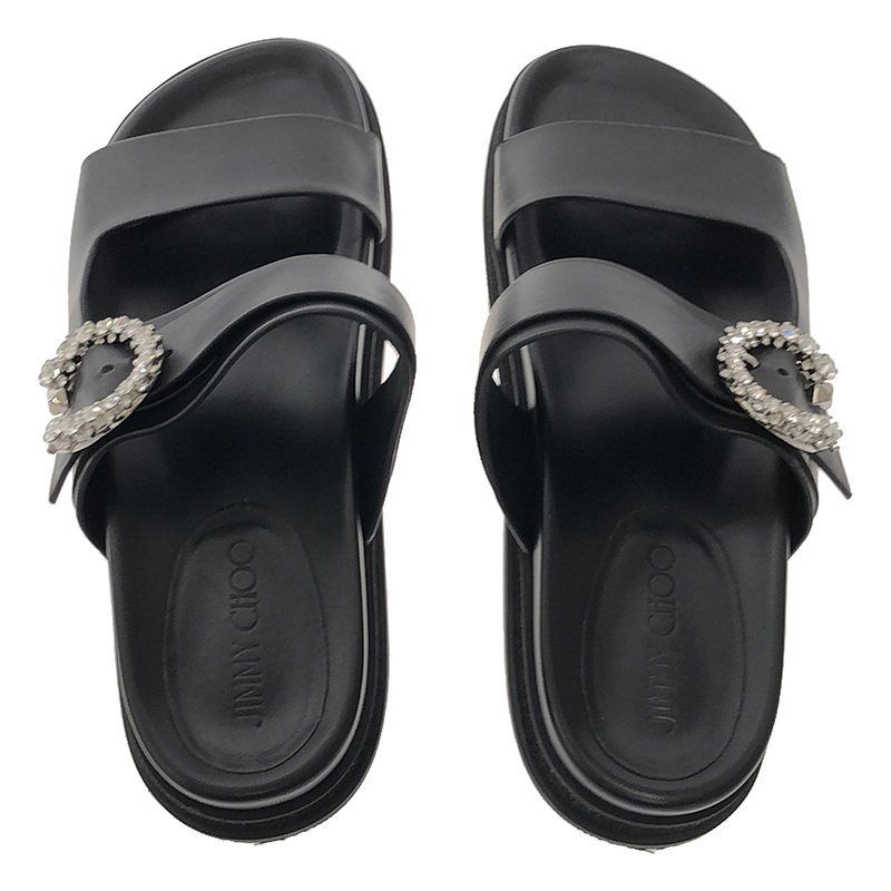 JIMMY CHOO / ジミーチュウ | MARGA FLAT レザー クリスタルバックル  