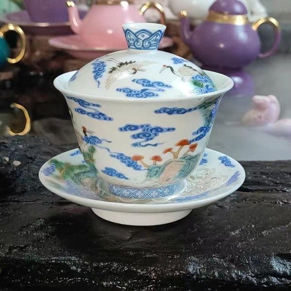 中国茶器 琺瑯彩主人杯セット 工場 茶器 飲茶食器 煎茶具 未使用品