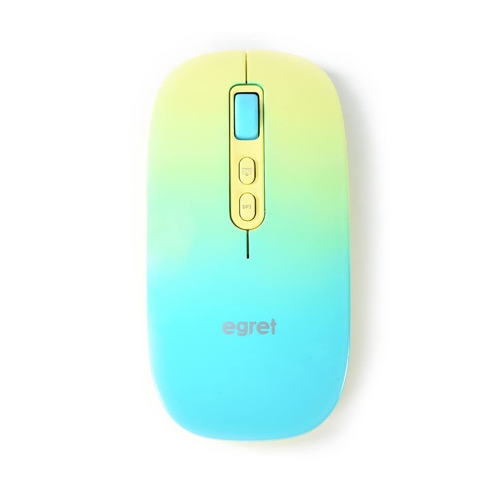 EM23-P3 萌黄 PrettiE EGRET Bluetooth＆2.4G、充電式静音ワイヤレスマウス、3台PC対応、3段DPI、かわいい、おしゃれ、グリーン、イエロー、