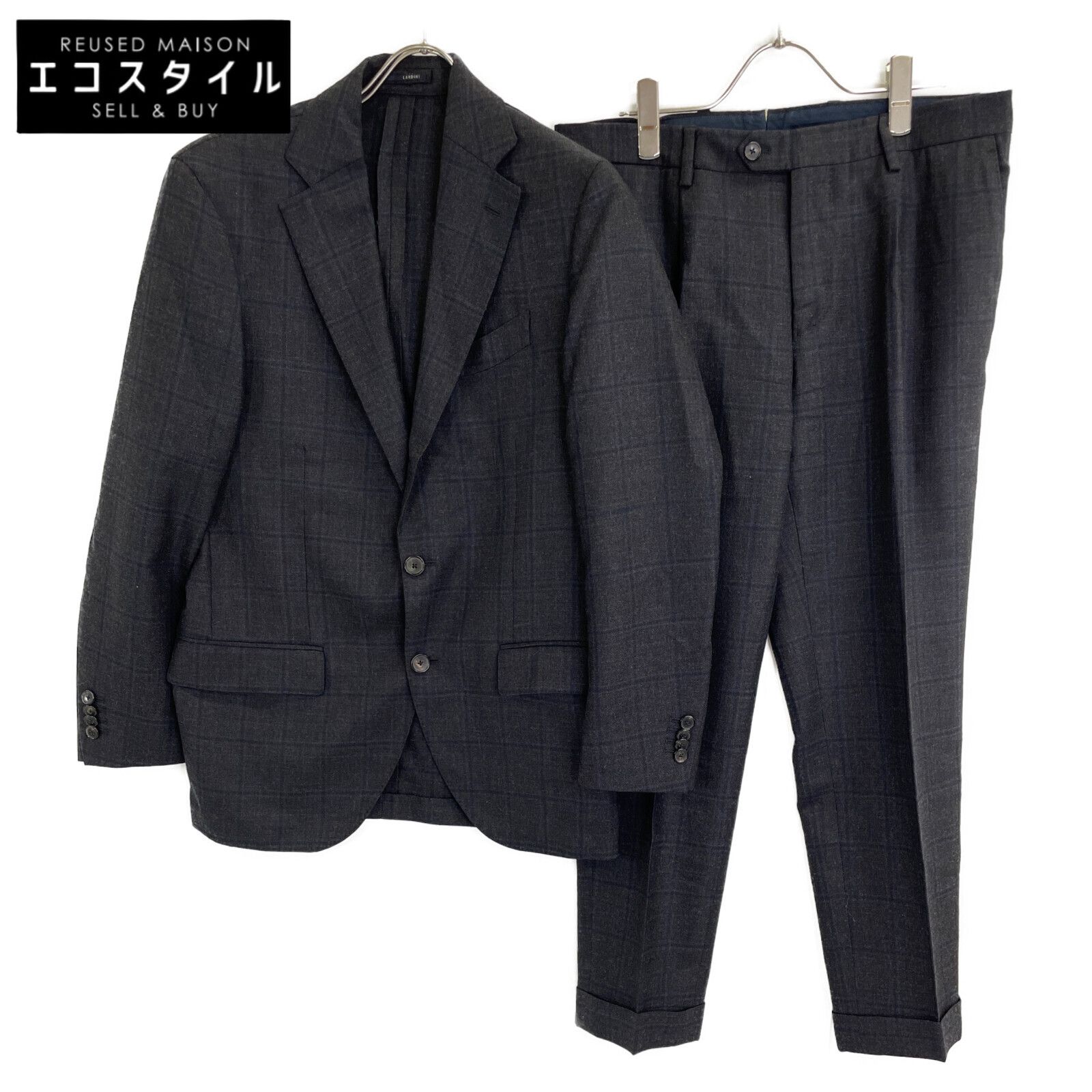 LARDINI ラルディーニ ﾁｬｺｰﾙｸﾞﾚｰ ｳｲﾝﾄﾞｳﾍﾟｰﾝ JS0431AQ ｳｰﾙﾌﾗﾝﾈﾙ ｽｰﾂ 46