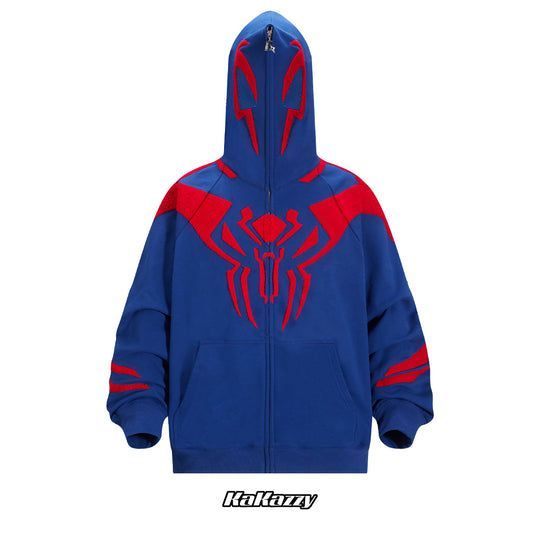 KaKazzy】スパイダーマン ブルー フルジップ パーカー 男女着用