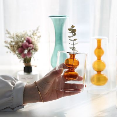 日本即納在庫】フラワーベース SNSスタイルの二層ガラス花瓶 モダンな装飾花瓶 装飾 ホームギフト１点 - メルカリ