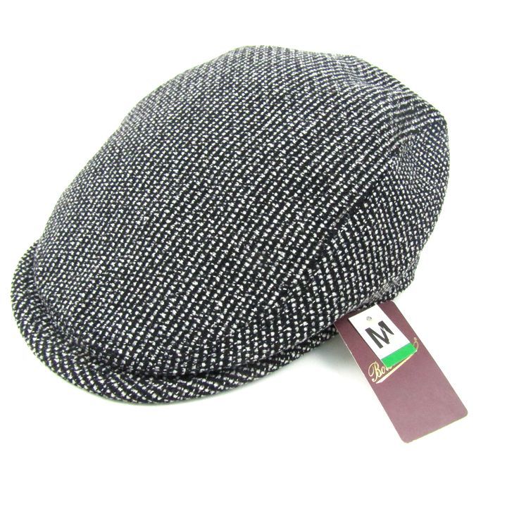 ボルサリーノ ハンチング 帽子 ブランド ツイード メンズ M 56.5cm サイズ ブラック Borsalino