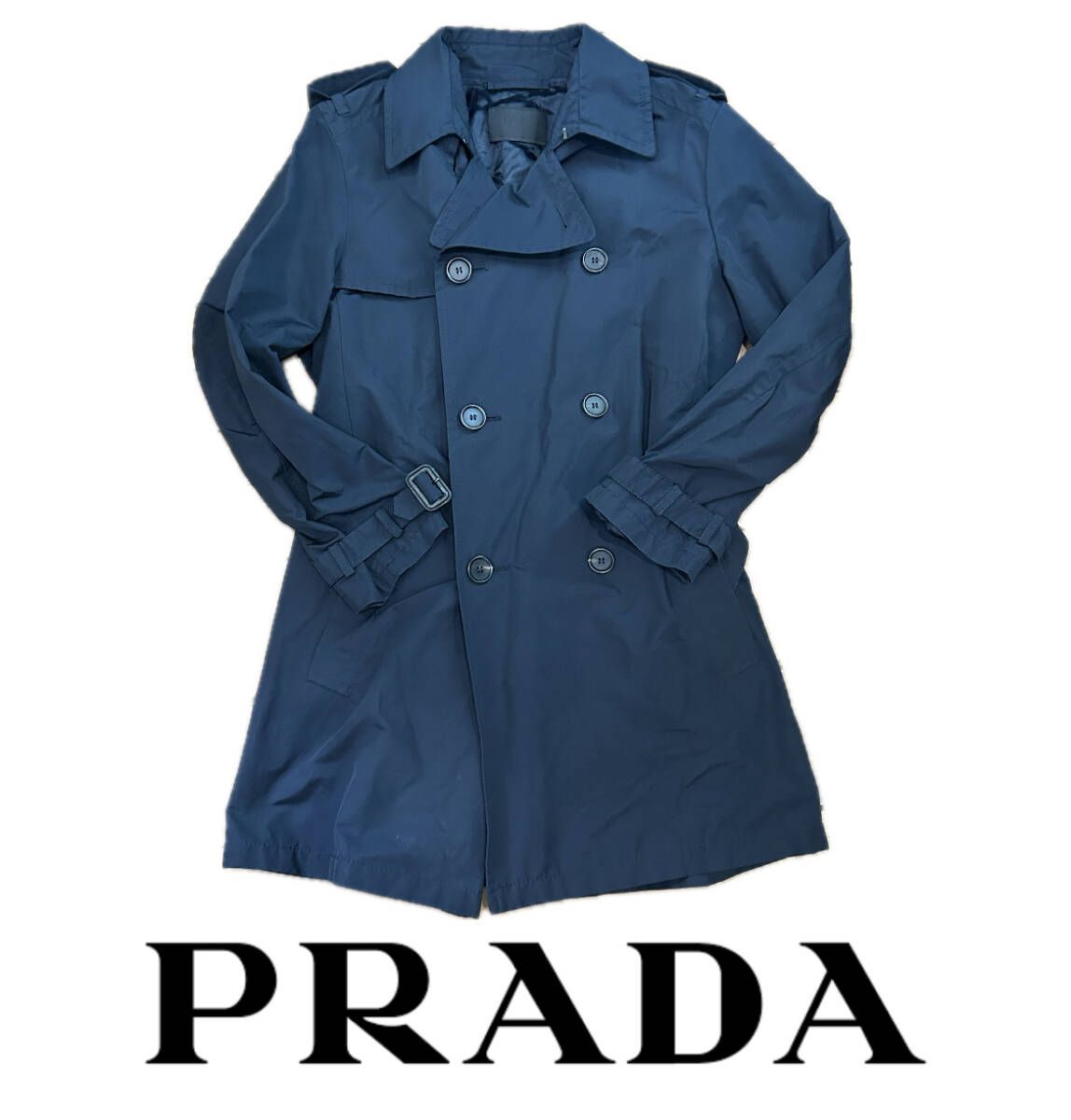 ★ Prada プラダ トレンチコート 46 美品 ネイビー PRADA / プラダ | ナイロン ダブルブレスト トレンチコート | 46