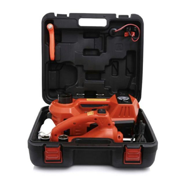 電動ジャッキ5t 5T 5in1 収納ケース付き 電動インパクトレンチ セット ジャッキ 12V DC油圧式電動ジャッキ Ledライト付 電動油圧ジャッキ タイヤ交換用ジャッキ 耐荷重 5トン 5000Kg LED内蔵 空気圧調整 空気入れ タイヤ交換 カー