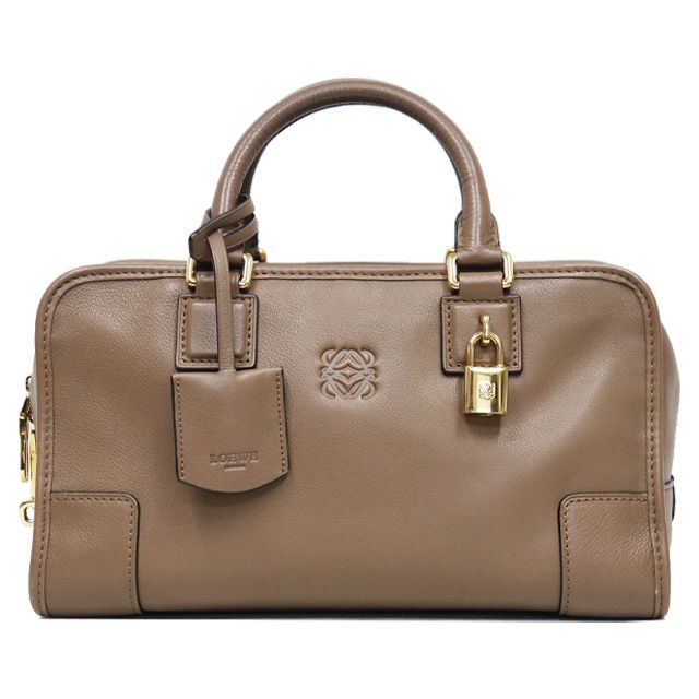 【LOEWE】2wayボストンバッグ　アナグラム　ゴールド金具　レザー　南京錠 LOEWE アマソナ28 ハンドバッグ ミニボストン アナグラム レザー