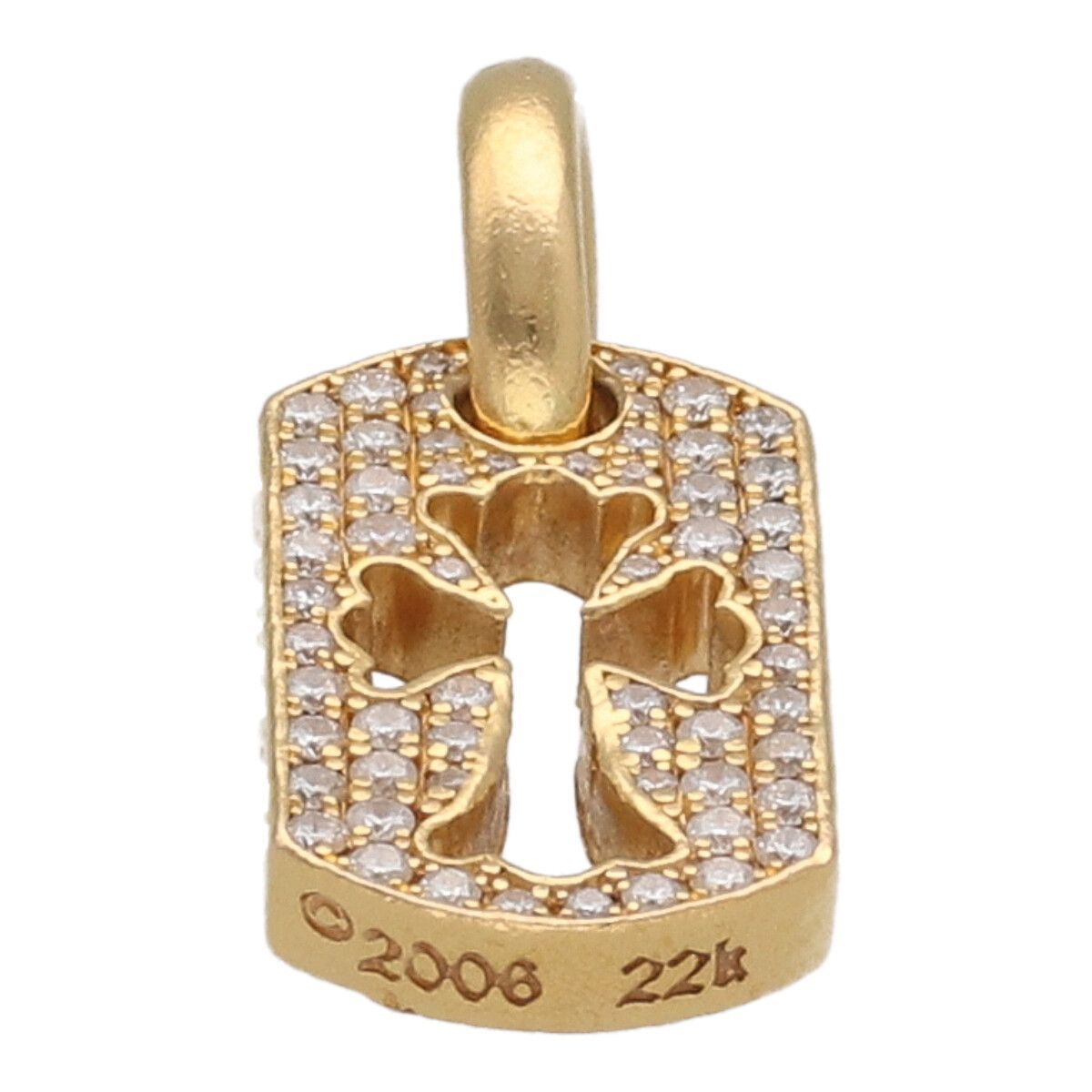 【中古】 CHROME HEARTS クロムハーツ タイニーカットアウトクロスドッグタグ 22K パヴェダイヤ ペンダント ネックレス チャーム アクセサリー インボイス 24028237 AO