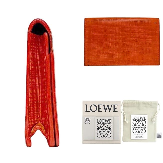 ロエベ 名刺入れ オレンジ リネン アナグラム 9867805 カードケース