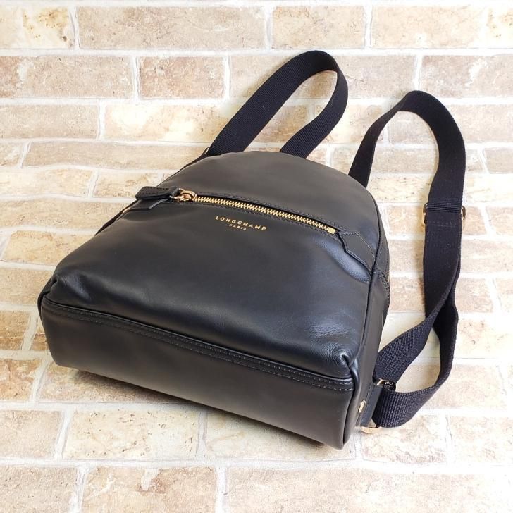 美品 ロンシャン LONGCHAMP ☆ レザー リュックサック フランス製 黒