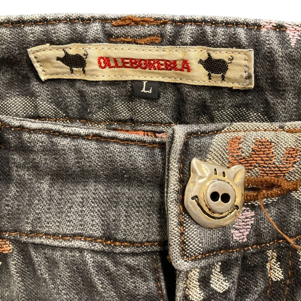 オレボレブラ アルベロベロ 総柄 パンツ ブタ フレア OLLEBOREBLA 美品 OLLEBOREBLA ALBEROBELLO オレボレブラ アルベロベロ ぶた