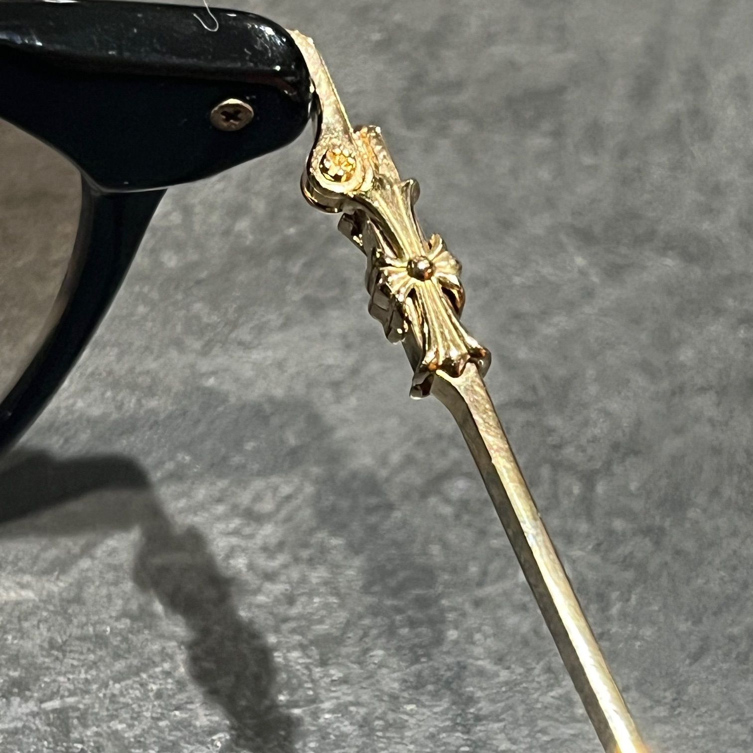 美品 CHROME HEARTS SHAGASS BK-GP ウェリントン サングラス 眼鏡 