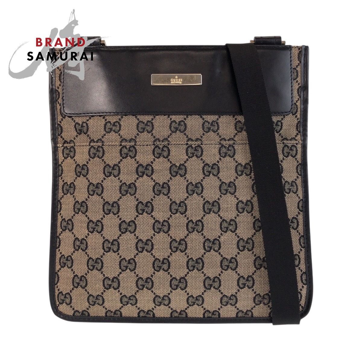 美品 GUCCI グッチ ベージュブラック GGキャンバス/レザー 019 0348 
