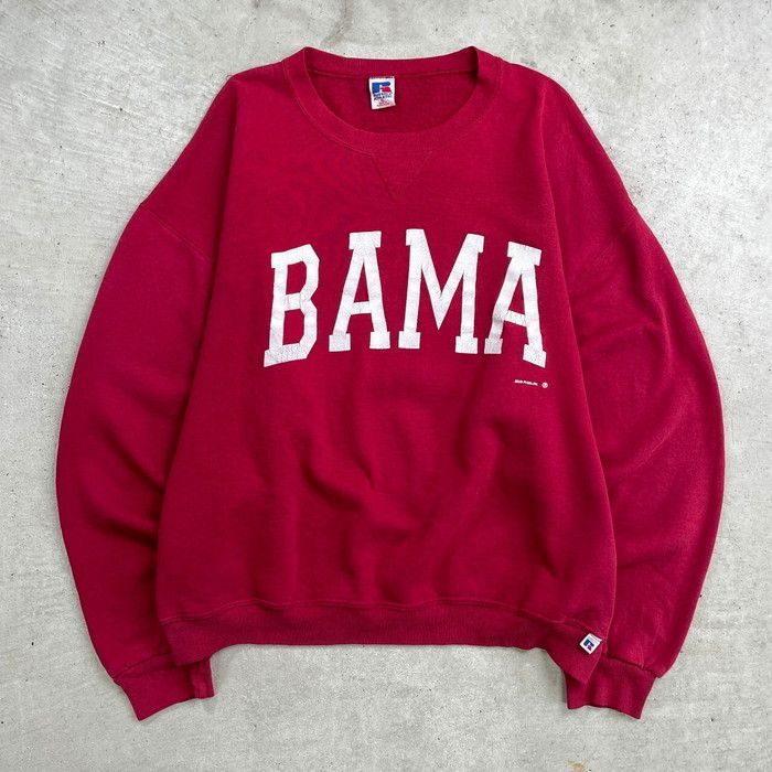 90年代 RUSSELL ATHLETIC ラッセル BAMA スウェットシャツ カレッジプリント 短丈 メンズXL 