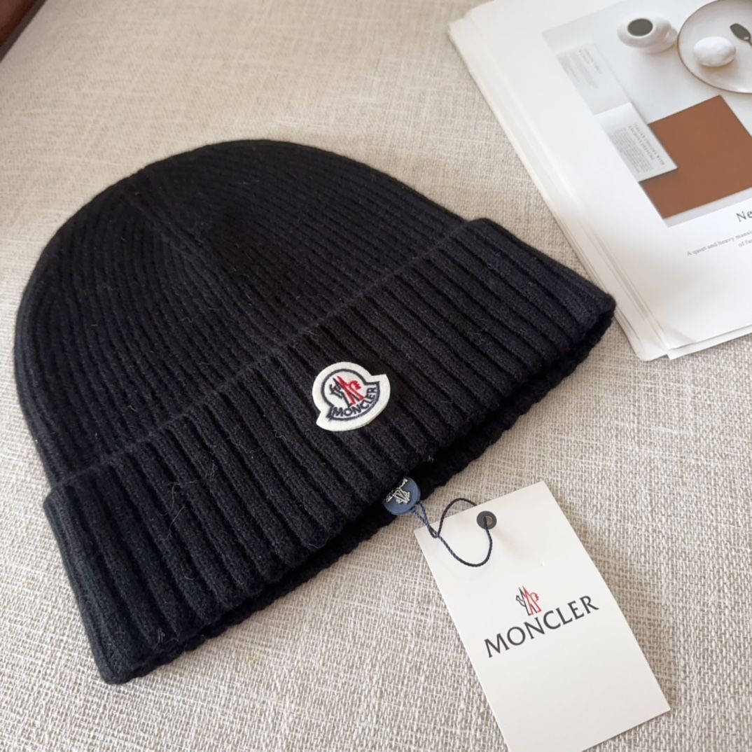MONCLERウールフリース帽子ブラック｜ ｜