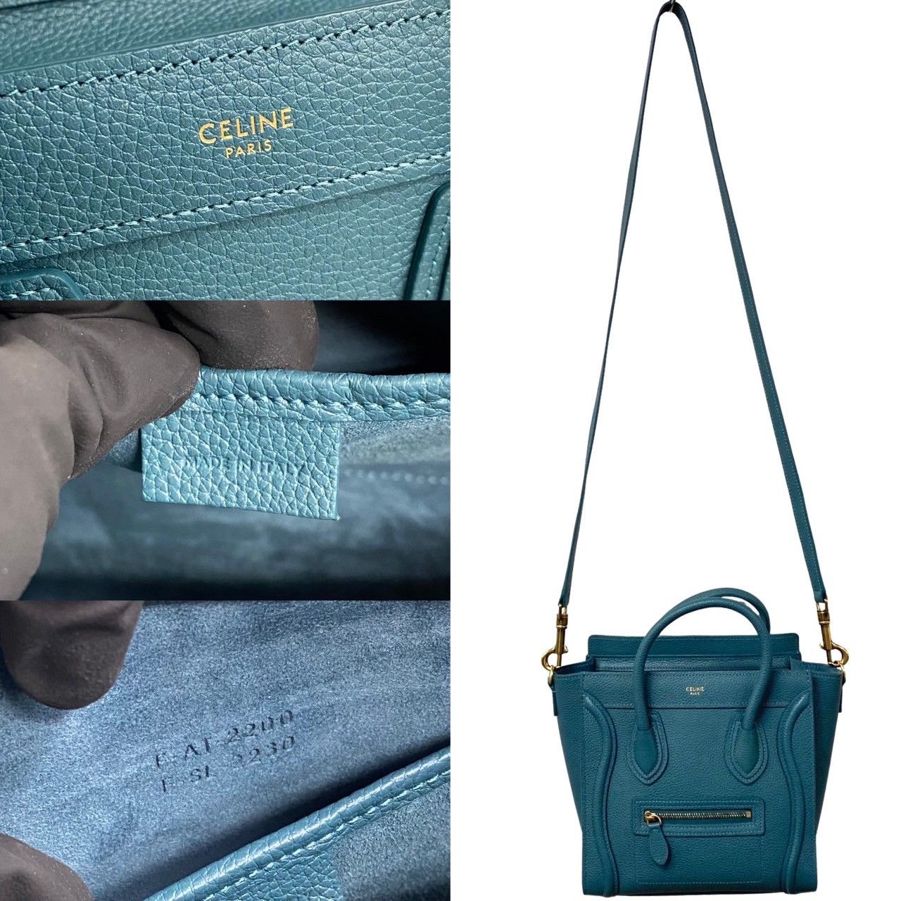未使用保管品 保存袋付 CELINE セリーヌ ラゲージ ナノ ロゴ レザー 本 