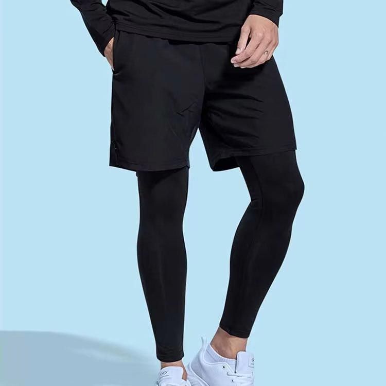 最旬ダウン スポーツレギンス メンズ ショートパンツ レイヤード 一体型 服&ファッション小物