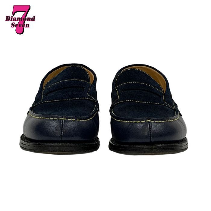 J.M. WESTON ジェイエムウエストン シグニチャー ローファー ネイビー ブルー ローヒール スエード 4Dサイズ レディース 秋冬 通勤 通学